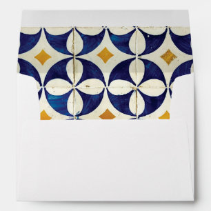 Enveloppe Portugais bleu et jaune 5x7 Faire-part de mariage