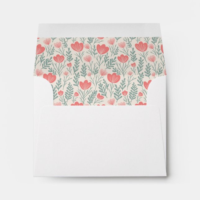 Enveloppe Positionne Motif Rose Vert Floral Chic Personnalis (Dos (Bas))