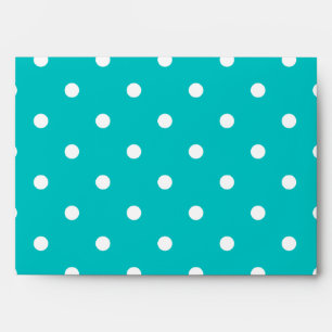 Enveloppe Pots blancs, Motif Polka Dot Turquoise.
