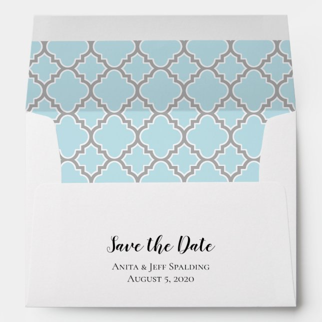 Enveloppe Poudre Gris Quatrefoil Enregistrer La Date (Dos (Bas))