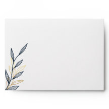 Enveloppe pour invitation 5x7 Gold Navy Leaf Desig