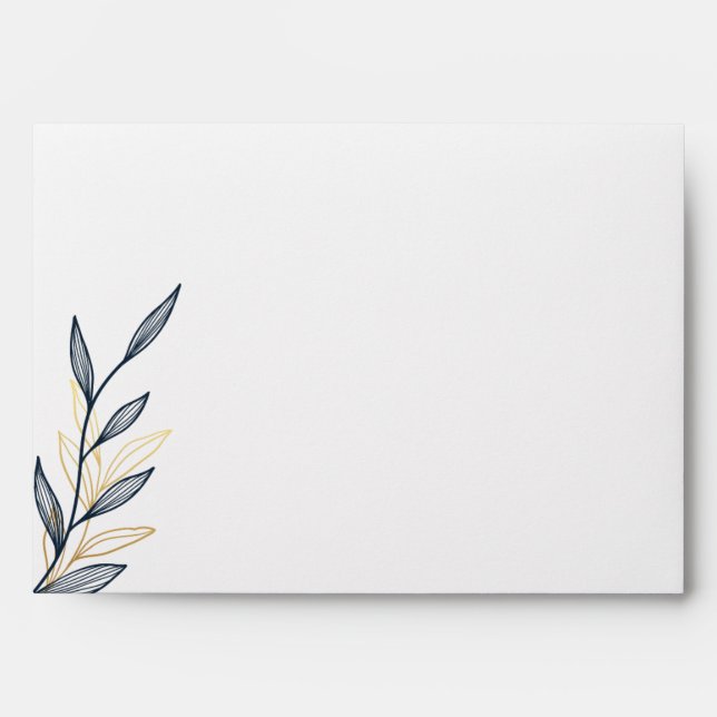 Enveloppe pour invitation 5x7 Gold Navy Leaf Desig (Devant)