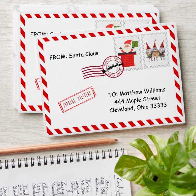 Enveloppe pour les lettres du Père Noël (Stacked)
