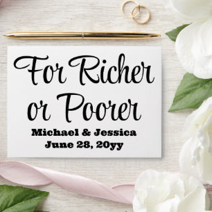 Enveloppe Pour les plus riches ou les plus pauvres Mariages