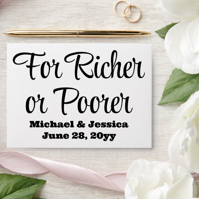 Enveloppe Pour les plus riches ou les plus pauvres Mariages  (Wedding)