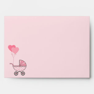 Enveloppe Poussette rose pour bébé