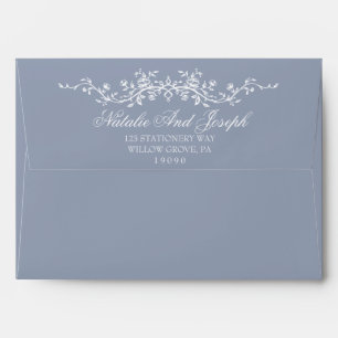 Enveloppe Poussière bleue florale Bohème Chic Botanique Mari