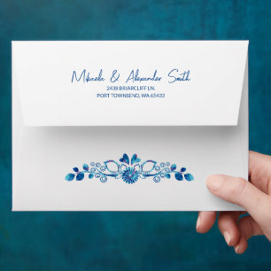 Enveloppe pré-adressée Florale Bleue