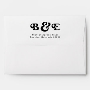 Enveloppe pré-adressée Monogramme Mariage rétro
