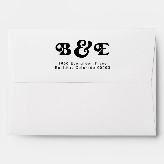 Enveloppe pré-adressée Monogramme Mariage rétro (Dos (Haut rabat))