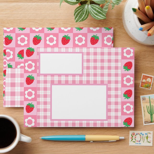 Enveloppe Premier anniversaire du Berry rose et rouge (Desk)
