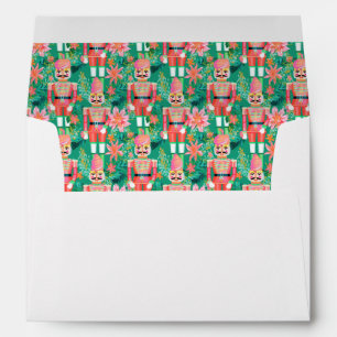 Enveloppe Preppy Christmas Pink and Green Nutcrackers