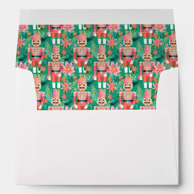Enveloppe Preppy Christmas Pink and Green Nutcrackers (Dos (Bas))