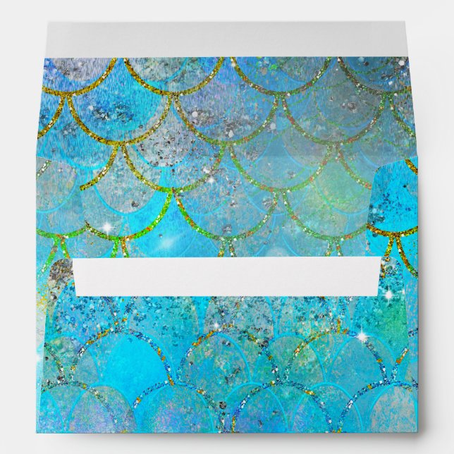 Enveloppe Pretty Iridescent Blue Shtoujours Mermaid Scales (Dos (Bas))