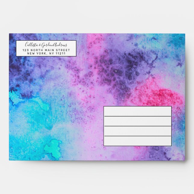 Enveloppe Pretty Pink Blue Purple Salty Watercolor (Devant)