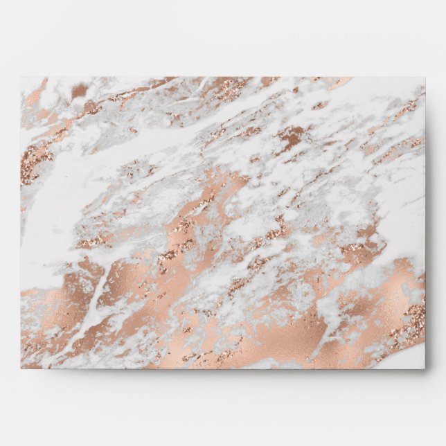 Enveloppe Pretty Rose Gold White Glitzy Marble (Devant)