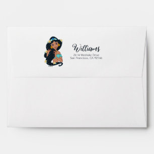 Enveloppe Princesse Jasmine - Cheveux et fleurs étincelants