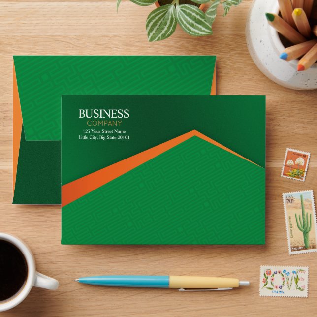 Enveloppe Professional Green with Orange Stripe Business (Desk)