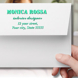 Enveloppe Professionnel Simple Moderne Neon Turquoise Noir