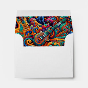 Enveloppe Psychédélique Batik Guitare Art-Colorful Musique R