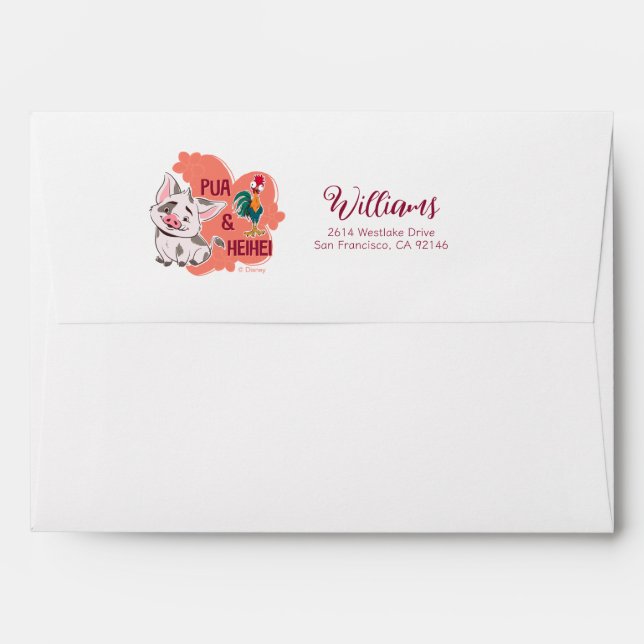 Enveloppe Pua & Heihei Nom floral Graphique (Dos (Haut rabat))