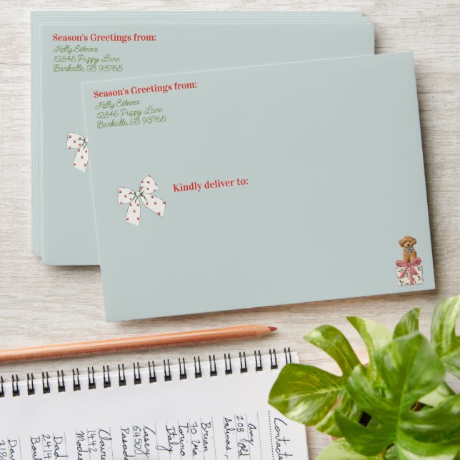 Enveloppe Puppies in Pajamas Christmas Paw Print (Stacked)