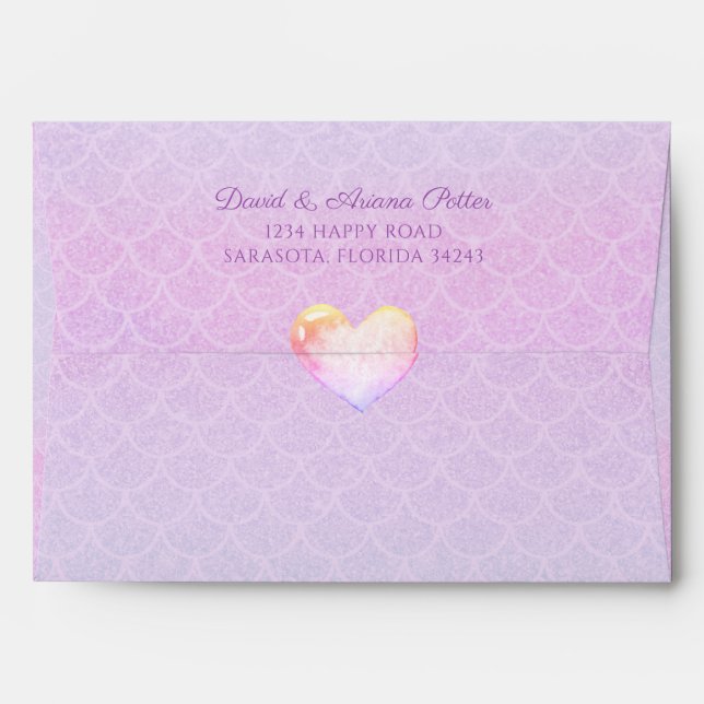 Enveloppe Purple avec sirène Imprimer Baby shower intérieur (Dos (Haut rabat))