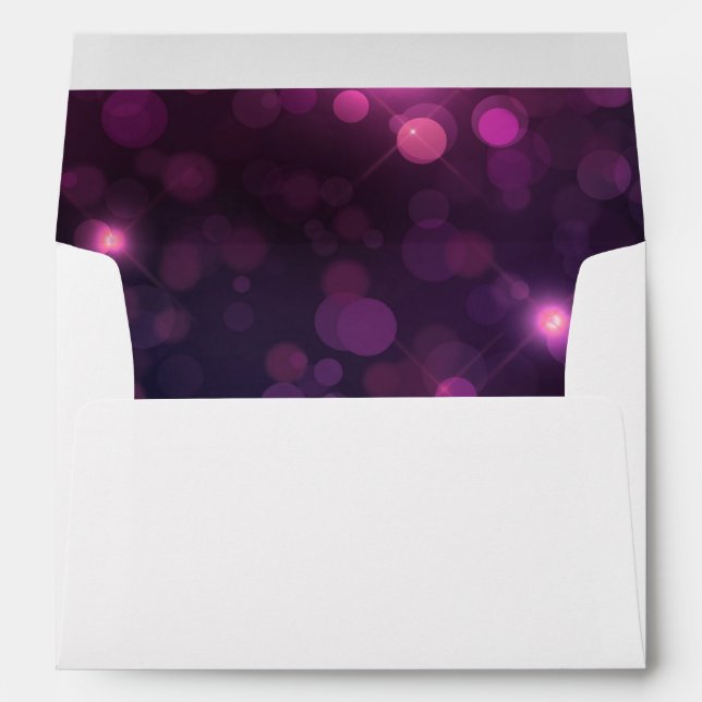 Enveloppe Purple Bokeh Sparkle Argent String Mariage (Dos (Bas))