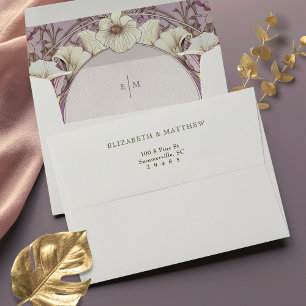 Enveloppe Purple Calla Lilies Art Nouveau Vintage
