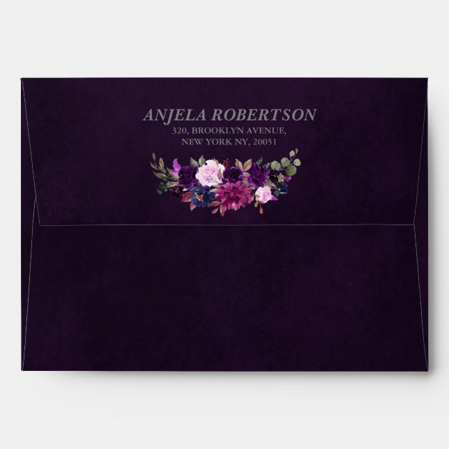 Enveloppe Purple Lavender Floral Boho Adresse de retour (Dos (Haut rabat))