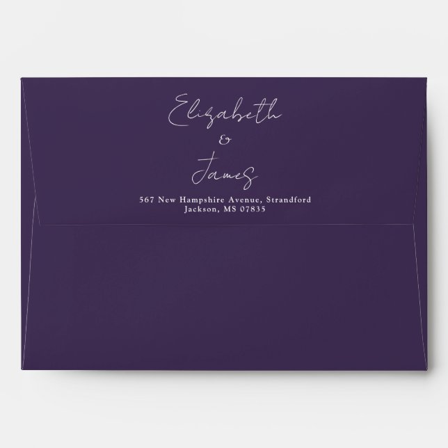 Enveloppe Purple Modern Elegant Script Retourner l'adresse (Dos (Haut rabat))