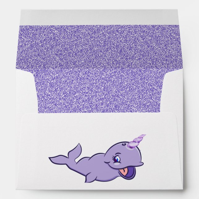 Enveloppe Purple Narwhal | Lilac Magical Sea Unicorn Adresse (Dos (Bas))