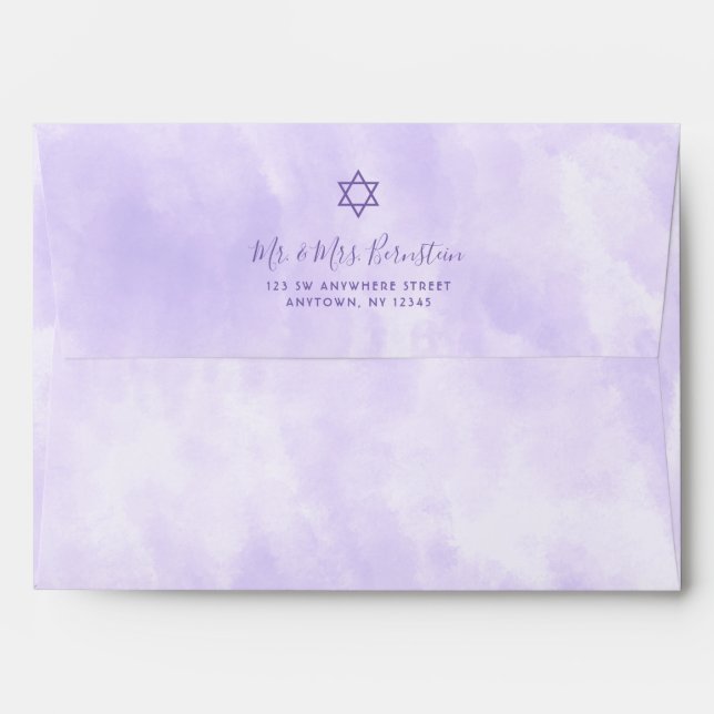 Enveloppe Purple Tie Dye Bat mitzvah Adresse de retour A7 (Dos (Haut rabat))