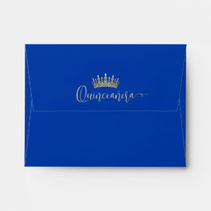 Enveloppe Quinceañera Photo Pré-Adressé Royal Bue RSVP