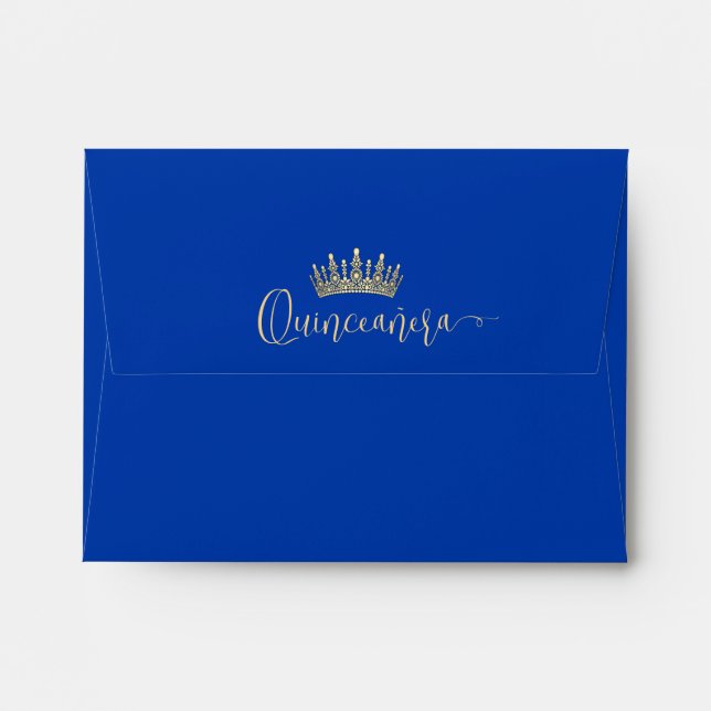 Enveloppe Quinceañera Photo Pré-Adressé Royal Bue RSVP (Dos (Haut rabat))