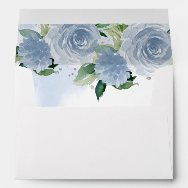 Enveloppe Quinceanera Silver Tiara Bleu clair Floral (Dos (Bas))