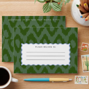 Enveloppe Quirky Green Ogee Motif et Blue Wavy Line