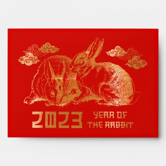 Enveloppe Rabbit chinois Zodiac lunaire Nouvel An Lai Voir r (Devant)