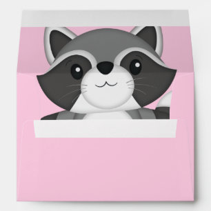 Enveloppe Raccoon Baby shower rose