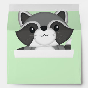 Enveloppe Raccoon Baby shower vert