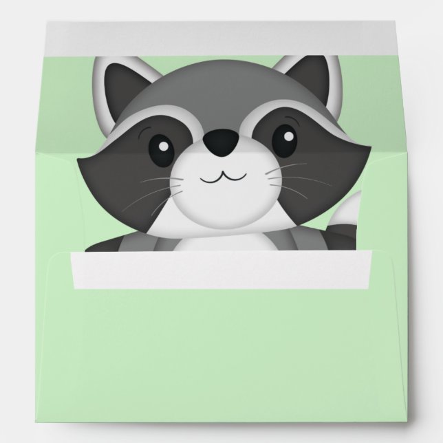 Enveloppe Raccoon Baby shower vert (Dos (Bas))