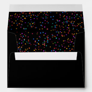 Enveloppe Rainbow Confetti Black And Gold Adresse de retour