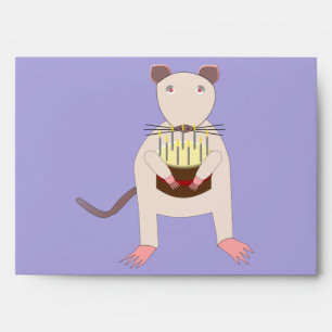 Enveloppe Rat de Siamese avec gâteau d'anniversaire