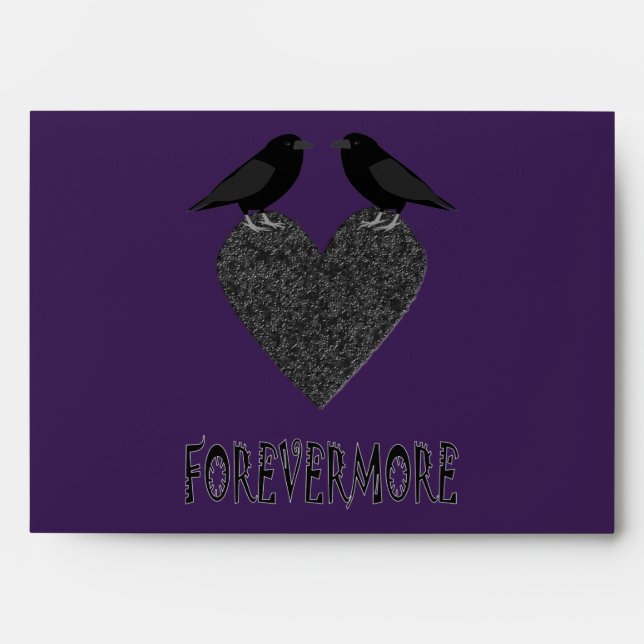 Enveloppe Ravens gothiques et Coeur noir (Devant)