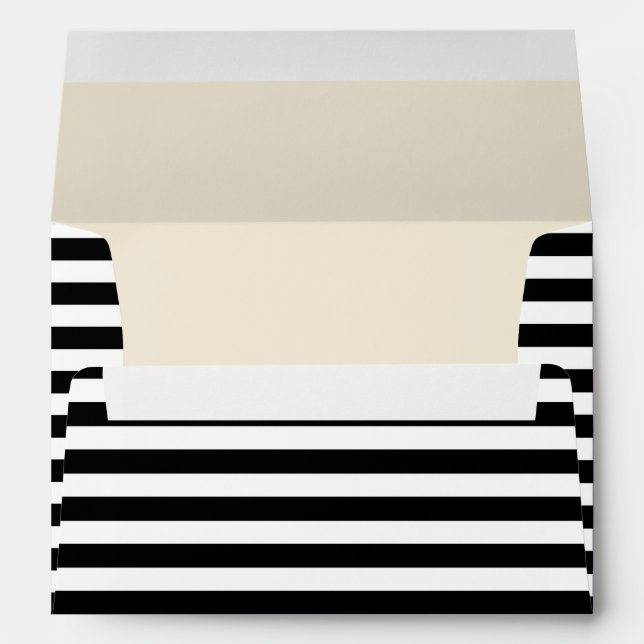 Enveloppe rayée noire et blanche de carte de voeux (Dos (Bas))