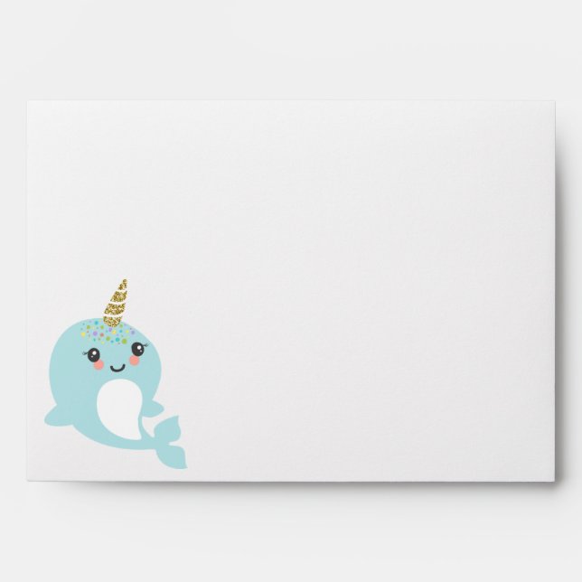 Enveloppe rayée par anniversaire de Narwhal (Devant)