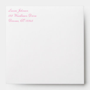 Enveloppe rayée rose, blanche, argent