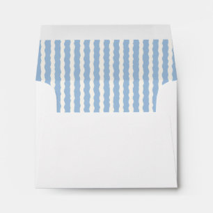 Enveloppe Rayure à coquilles en bleu clair et blanc
