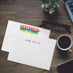 Enveloppe Rayure arc-en-ciel minimaliste nom