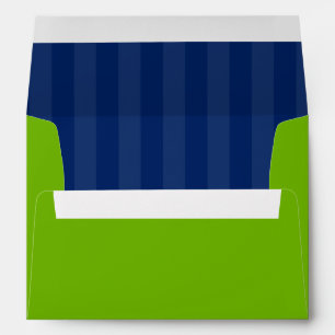 Enveloppe Rayures de très bon goût de vert et de bleu marine